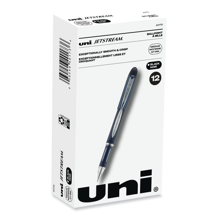 Uni-Ball Jetstream Ballpoint Pen, Stick, Fine 0.7 mm, Black Ink, Black Barrel 40173
